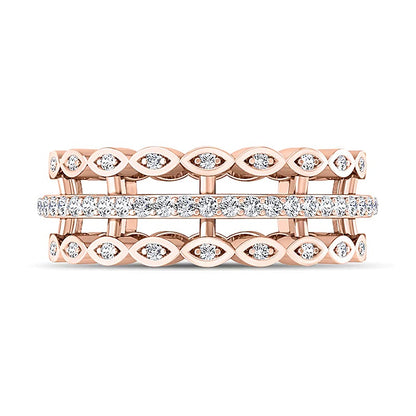0.38 CT. TW Diamond Marquise Triple Row Open Shank Band in 10K Rose Gold