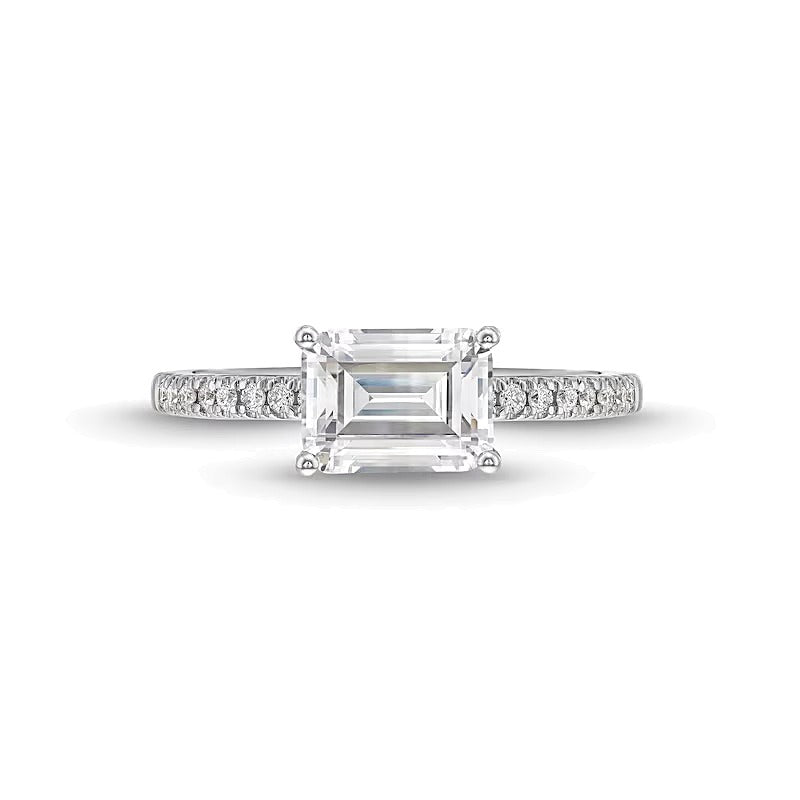 1.75 CT. TW Emerald-Cut Lab-Grown Diamond East-West Engagement Ring in 14K White Gold (F/SI2)