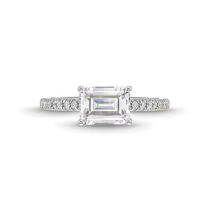 1.75 CT. TW Emerald-Cut Lab-Grown Diamond East-West Engagement Ring in 14K White Gold (F/SI2)