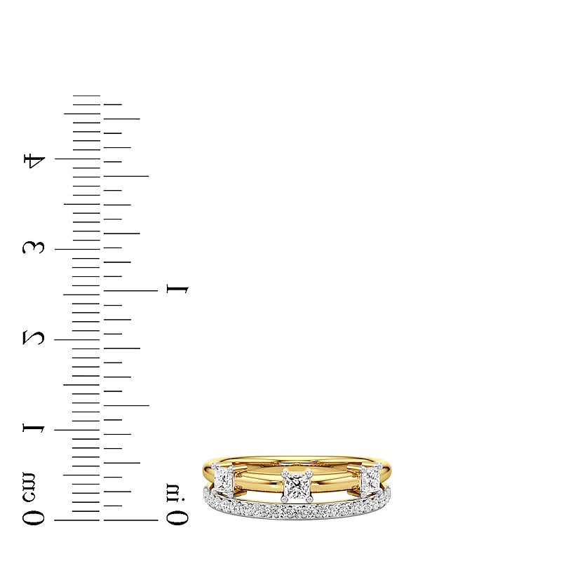 0.5 CT. TW Princess-Cut and Round Diamond Faux Stack Ring in 10K Gold