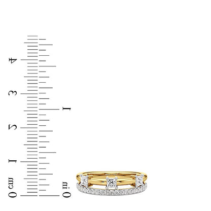 0.5 CT. TW Princess-Cut and Round Diamond Faux Stack Ring in 10K Gold