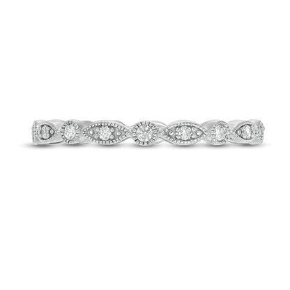 0.2 CT. TW Diamond Marquise and Circle Alternating Vintage-Style Eternity Anniversary Band in 10K White Gold