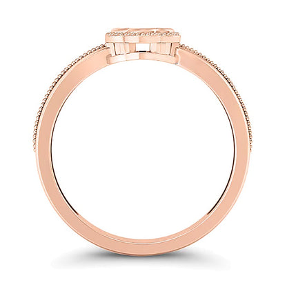 0.1 CT. TW Multi-Diamond Floral Frame Vintage-Style Ring in 10K Rose Gold
