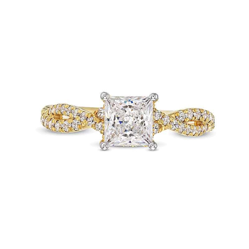 1.38 CT. TW Princess-Cut Lab-Grown Diamond Twist Shank Engagement Ring in 14K Gold (I/SI2)