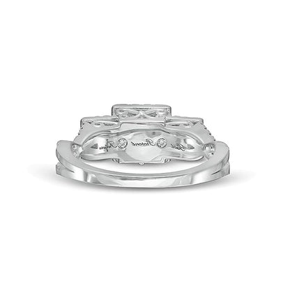 1.5 CT. TW Princess-Cut Diamond Frame Past Present FutureÂ® Engagement Ring in 14K White Gold