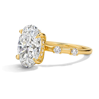 4.25 CT. TW Oval Lab-Grown Diamond Station Shank Engagement Ring in 14K Gold (F/VS2)