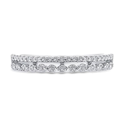 0.17 CT. TW Diamond Edge Split Double Row Ring in 10K White Gold