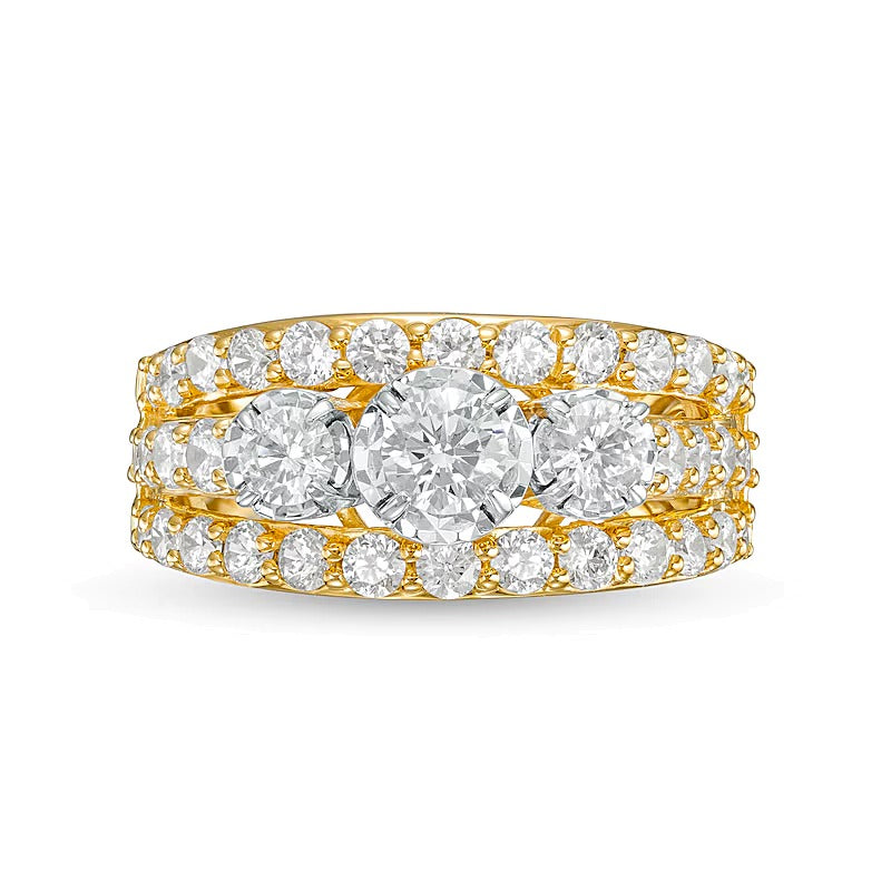 2.0 CT. TW Diamond Past Present FutureÂ® Triple Row Engagement Ring in 14K Gold