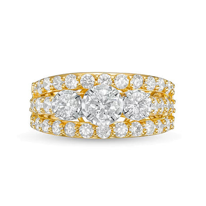 2.0 CT. TW Diamond Past Present FutureÂ® Triple Row Engagement Ring in 14K Gold
