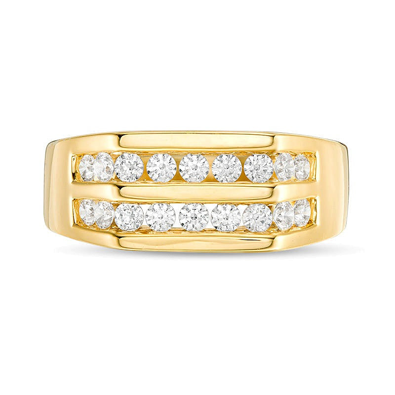 0.5 CT. TW Diamond Comfort-Fit Double Row Wedding Band in 14K Gold