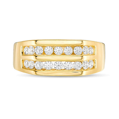 0.5 CT. TW Diamond Comfort-Fit Double Row Wedding Band in 14K Gold