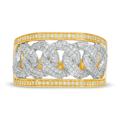 0.5 CT. TW Diamond Chain Link Ring in 10K Two-Tone Gold