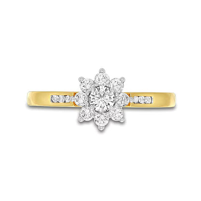 0.5 CT. TW Diamond Sunburst Channel-Set Shank Engagement Ring in 10K Gold (J/I3)