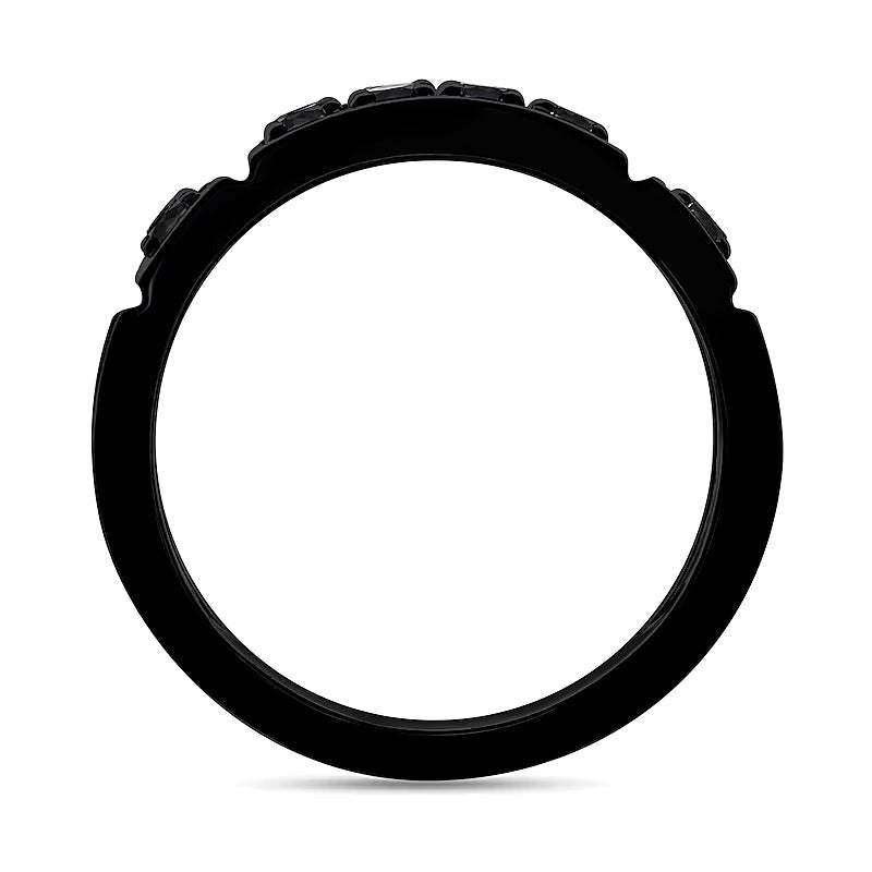 1.0 CT. TW Black Diamond Collar Double Row Band in Oxidized Black Sterling Silver