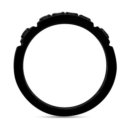 1.0 CT. TW Black Diamond Collar Double Row Band in Oxidized Black Sterling Silver