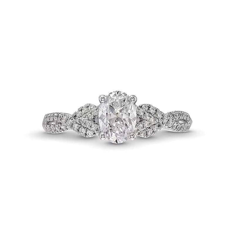 0.75 CT. TW Oval Diamond Twist Shank Engagement Ring in 14K White Gold