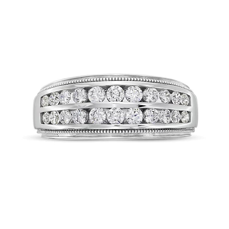 1.0 CT. TW Lab-Grown Diamond Double Row Band in 14K White Gold (F/SI2)