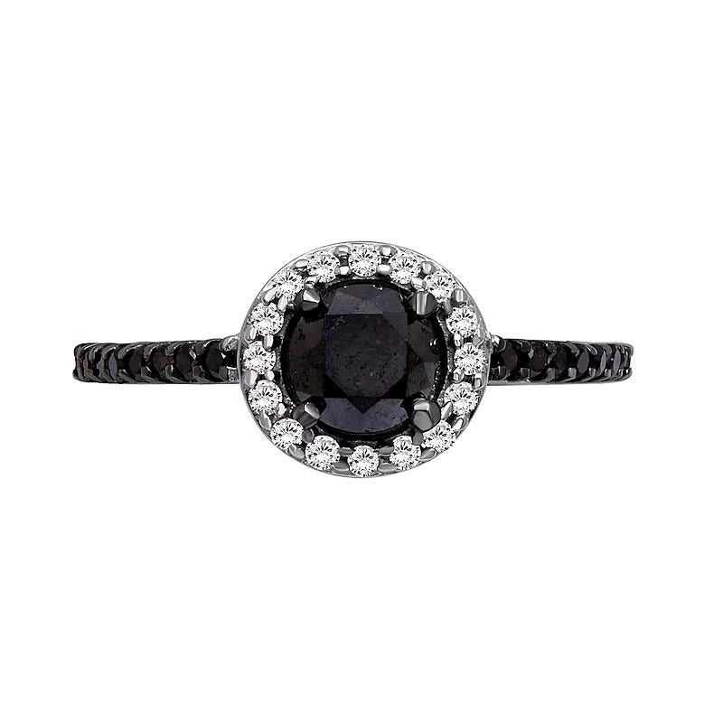 1.5 CT. TW Black and White Diamond Frame Ring in Sterling Silver