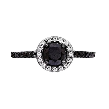 1.5 CT. TW Black and White Diamond Frame Ring in Sterling Silver