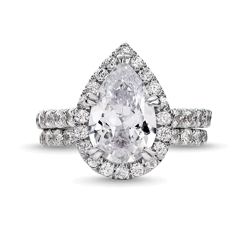 4.5 CT. TW Pear-Shaped Lab-Grown Diamond Frame Bridal Set in 14K White Gold (I/SI2)