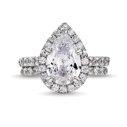 4.5 CT. TW Pear-Shaped Lab-Grown Diamond Frame Bridal Set in 14K White Gold (I/SI2)