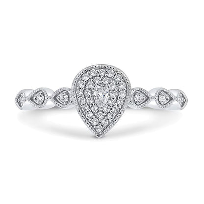 0.2 CT. TW Pear Multi-Diamond Art Deco Vintage-Style Ring in 10K White Gold
