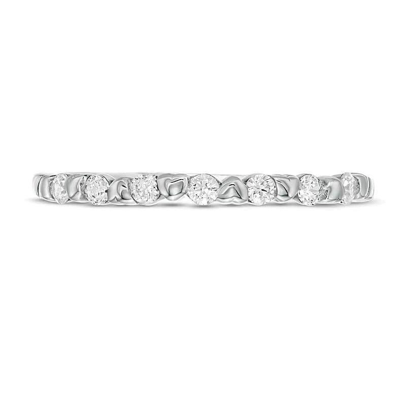 0.2 CT. TW Diamond Alternating Heart Stackable Band in 10K White Gold