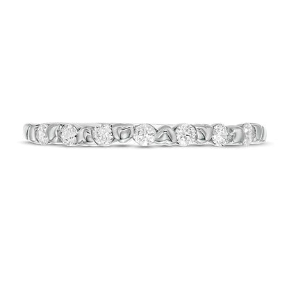 0.2 CT. TW Diamond Alternating Heart Stackable Band in 10K White Gold