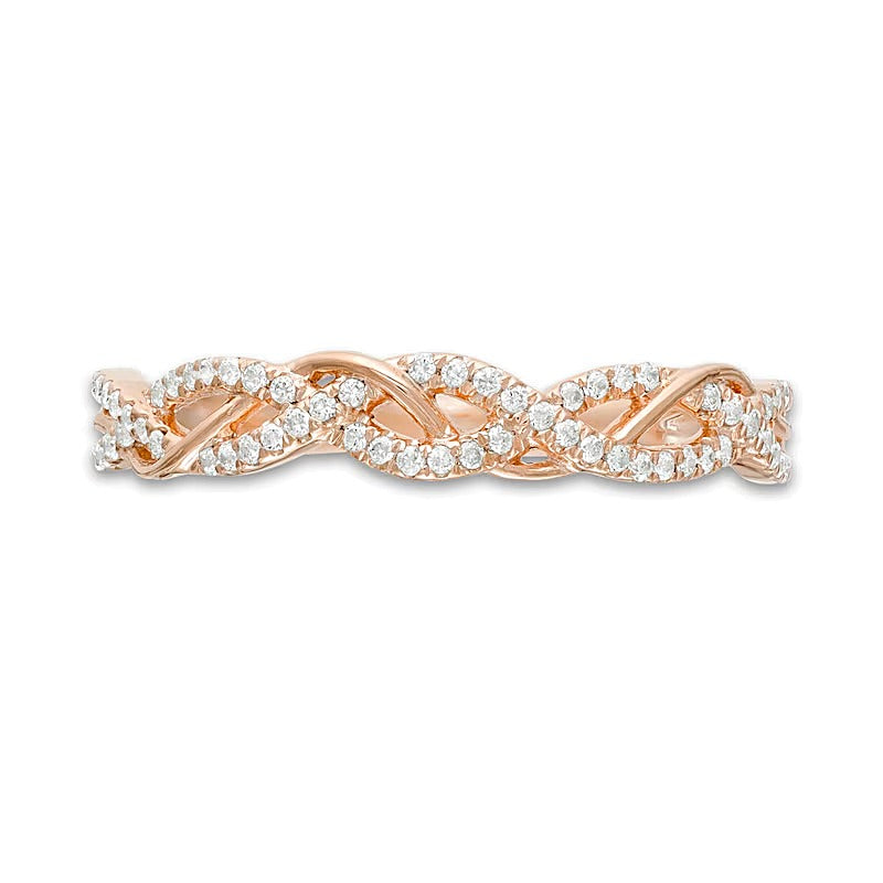 0.17 CT. TW Diamond Twist Anniversary Band in 10K Rose Gold