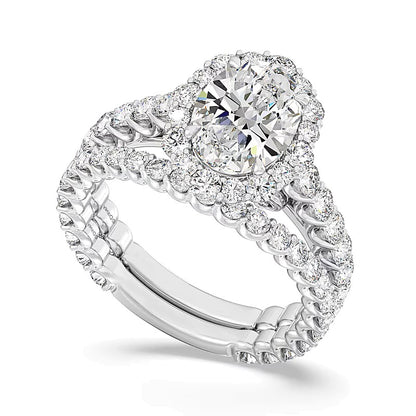 Enchanted Star Cinderella 3.5 CT. TW Oval Lab-Grown Diamond Frame Engagement Ring in 14K White Gold