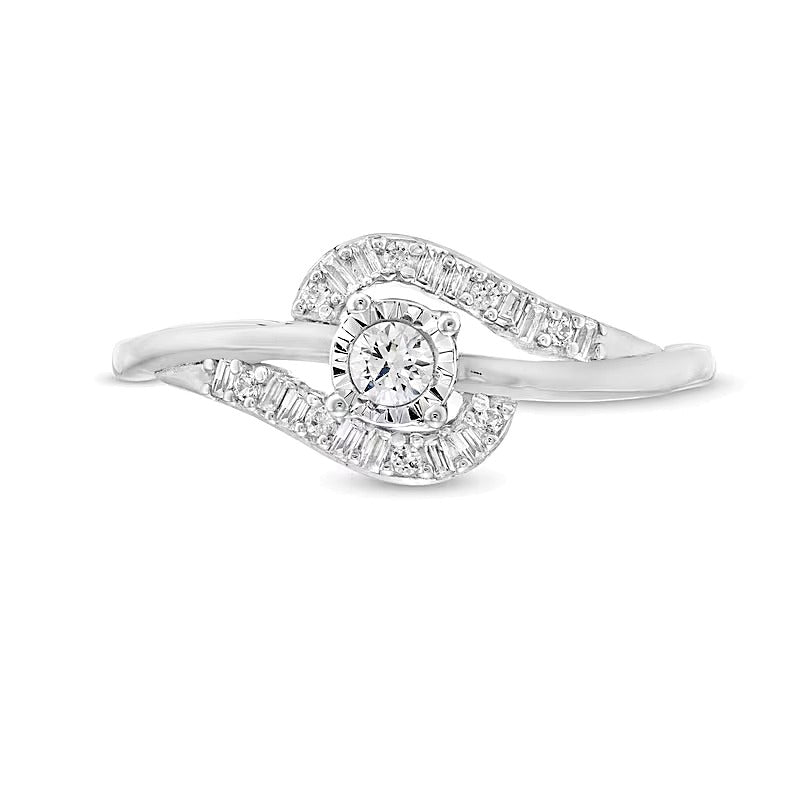 0.2 CT. TW Diamond Bypass Promise Ring in 10K White Gold