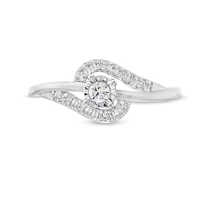 0.2 CT. TW Diamond Bypass Promise Ring in 10K White Gold