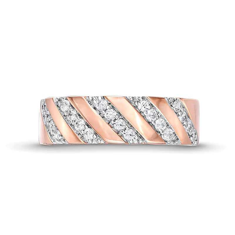 0.33 CT. TW Diamond Slant Row Band in 10K Rose Gold