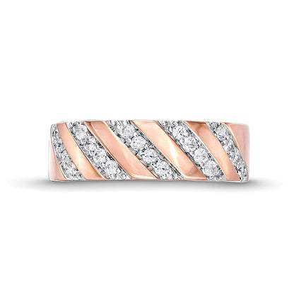 0.33 CT. TW Diamond Slant Row Band in 10K Rose Gold