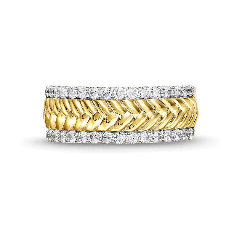 0.5 CT. TW Diamond Edge Herringbone Band in 10K Gold