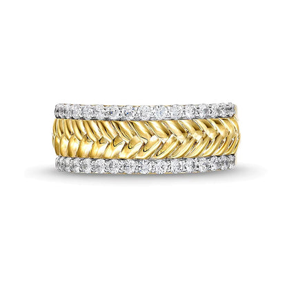 0.5 CT. TW Diamond Edge Herringbone Band in 10K Gold