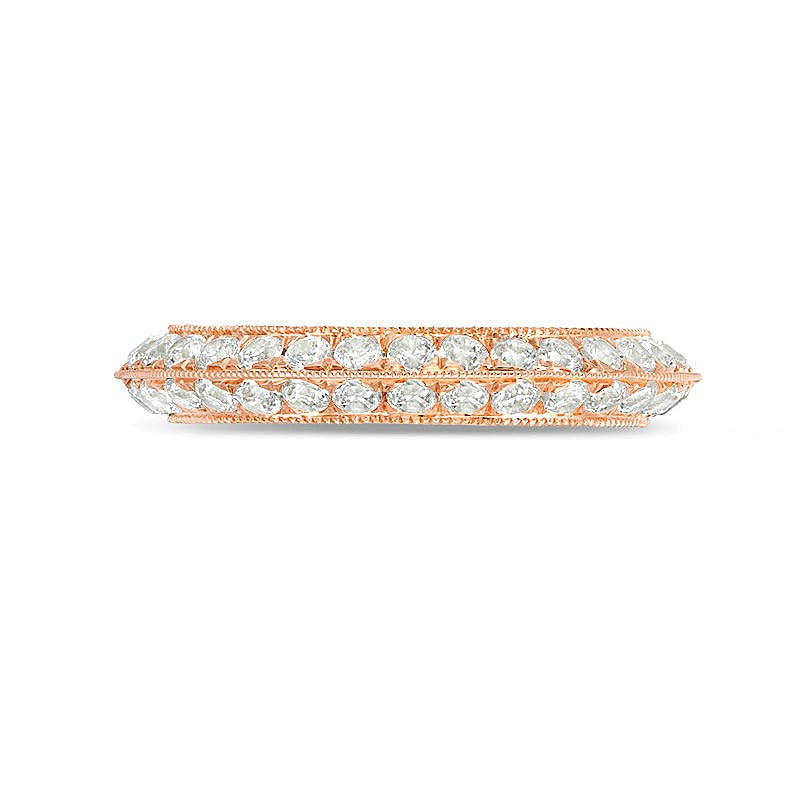 1.0 CT. TW Diamond Double Row Vintage-Style Wedding Band in 10K Rose Gold