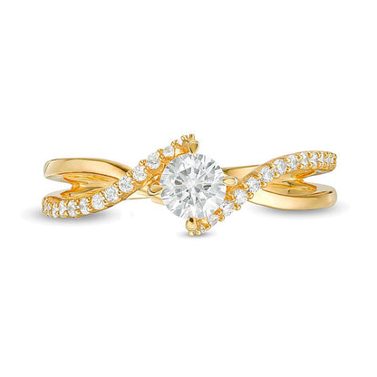 0.5 CT. TW Diamond Bypass Crossover Shank Engagement Ring in 10K Gold