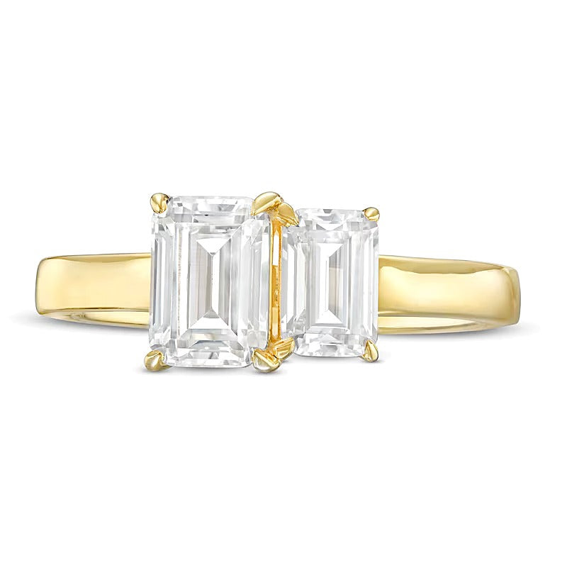 1.5 CT. TW Emerald-Cut Diamond Toi et Moi Engagement Ring in 14K Gold