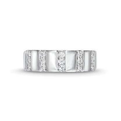 0.25 CT. TW Diamond Trio Linear Row Band in 10K White Gold