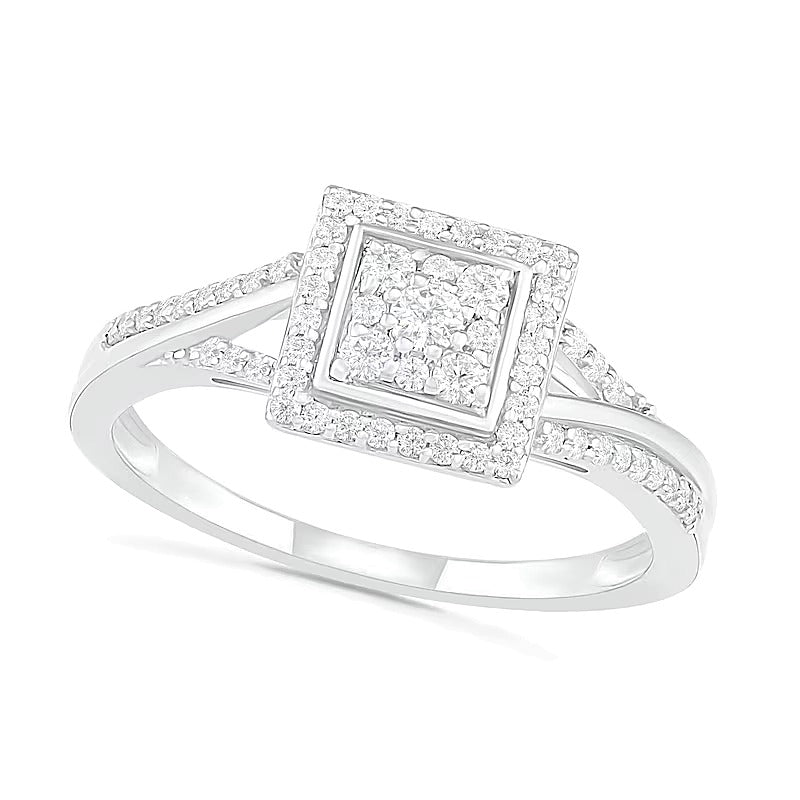 0.38 CT. TW Composite Diamond Square Frame Split Shank Bridal Set in 10K White Gold