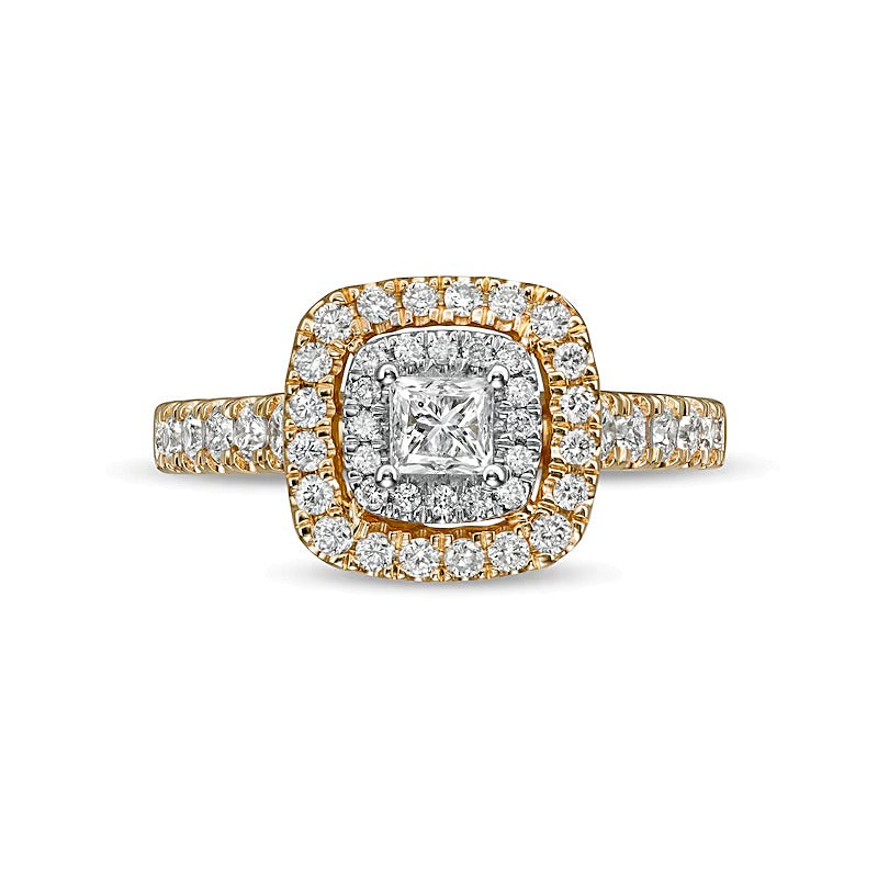 1.0 CT. TW Princess-Cut Diamond Double Frame Engagement Ring in 14K Gold (I/I2)