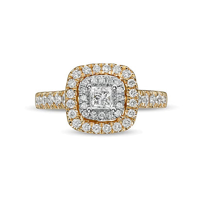 1.0 CT. TW Princess-Cut Diamond Double Frame Engagement Ring in 14K Gold (I/I2)