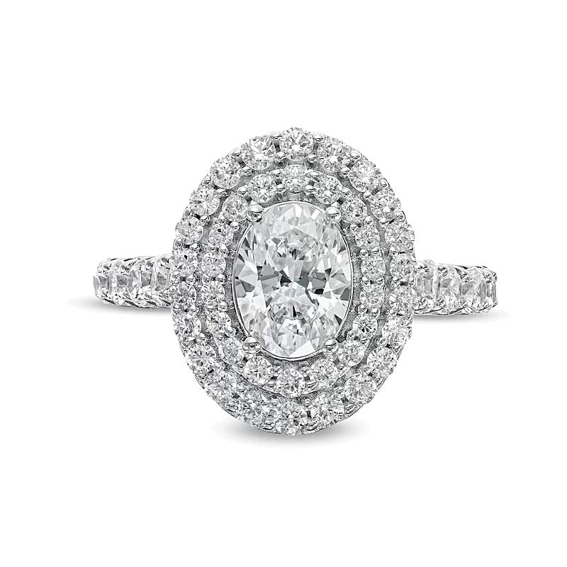 2.75 CT. TW Lab-Grown Oval Diamond Double Frame Engagement Ring in 14K White Gold (F/VS2)
