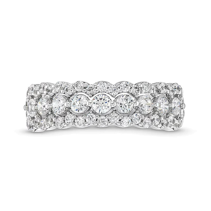 1.0 CT. TW Diamond Scallop Edge Band in 10K White Gold