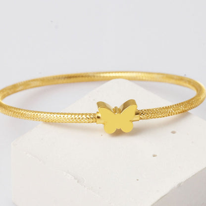 14K Yellow Gold Butterfly Italian Children's Bangle