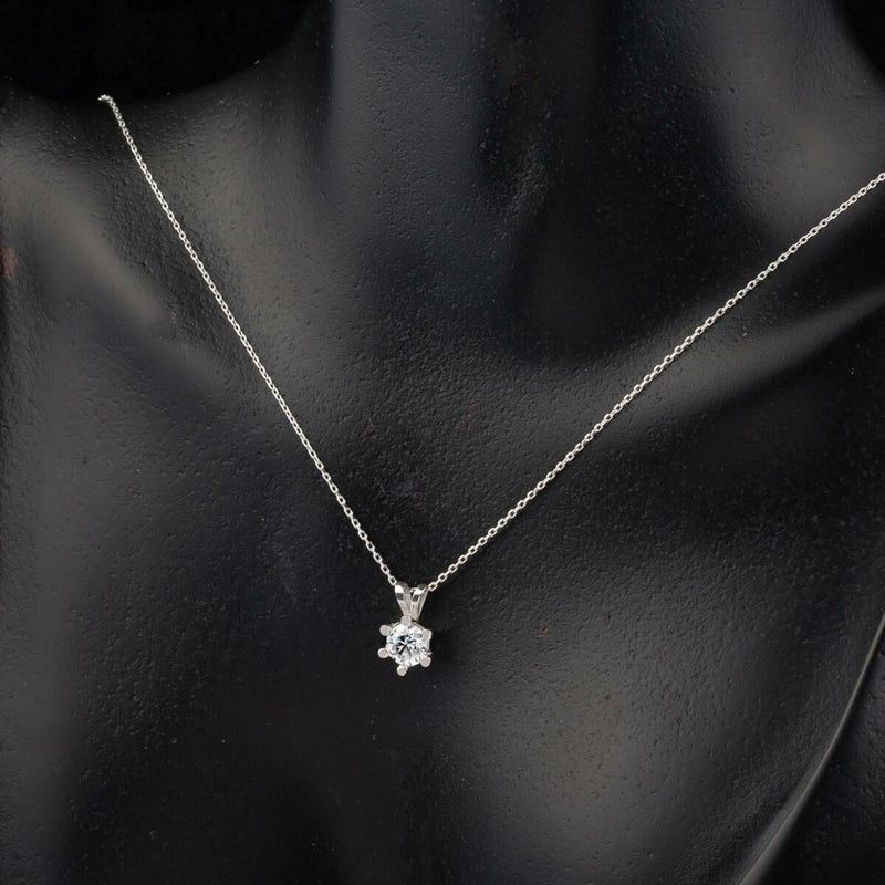14K White Gold 0.40 Ct 6 Prong Moissanite Necklace