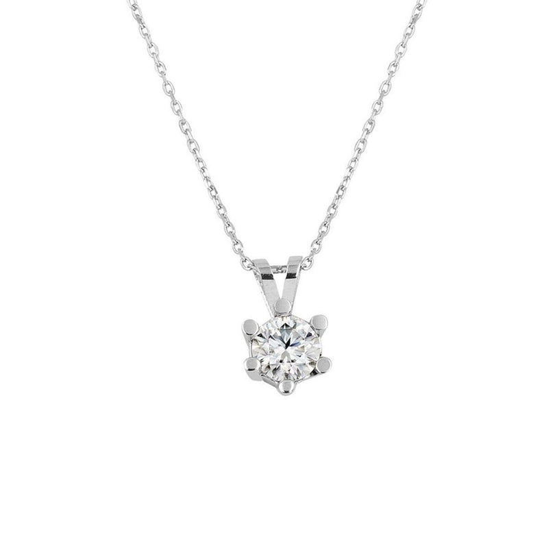 14K White Gold 0.40 Ct 6 Prong Moissanite Necklace