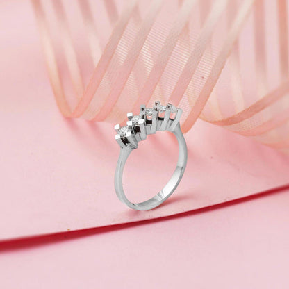 14K White Gold Five Stone Diamond Ring