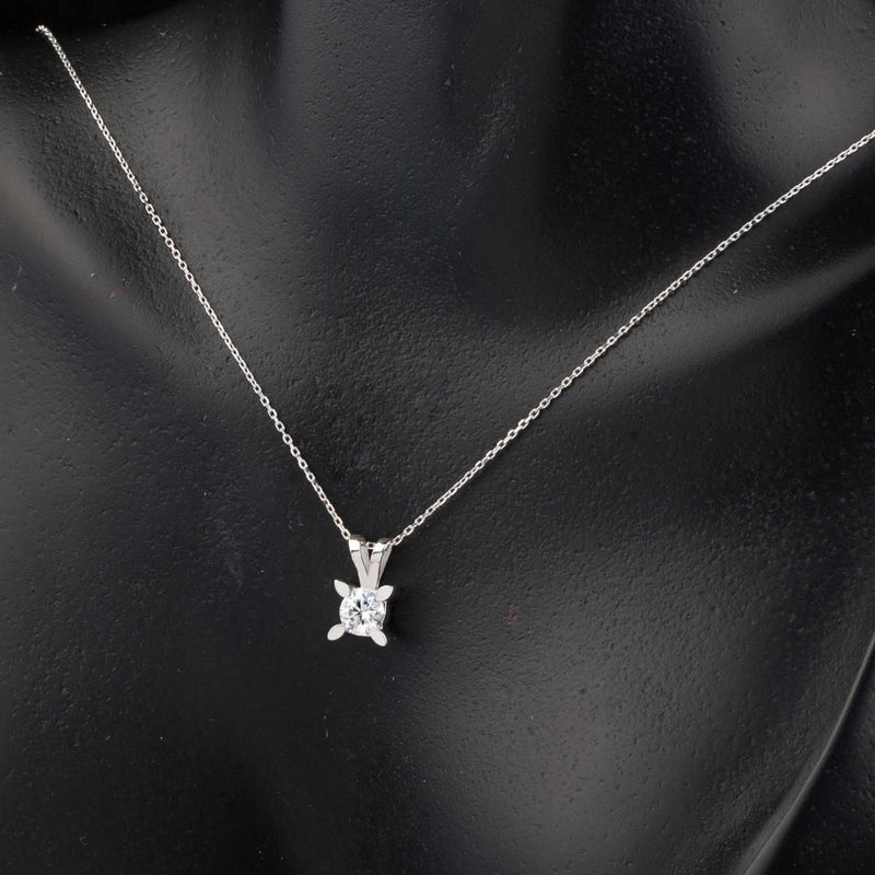 14K White Gold 0.40 Ct Almond Prong Moissanite Necklace